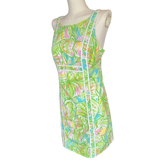 Lilly Pulitzer Multicolored Elephant Ears Print Fryer Shift Dress Sz 2 - Picture 2 of 10
